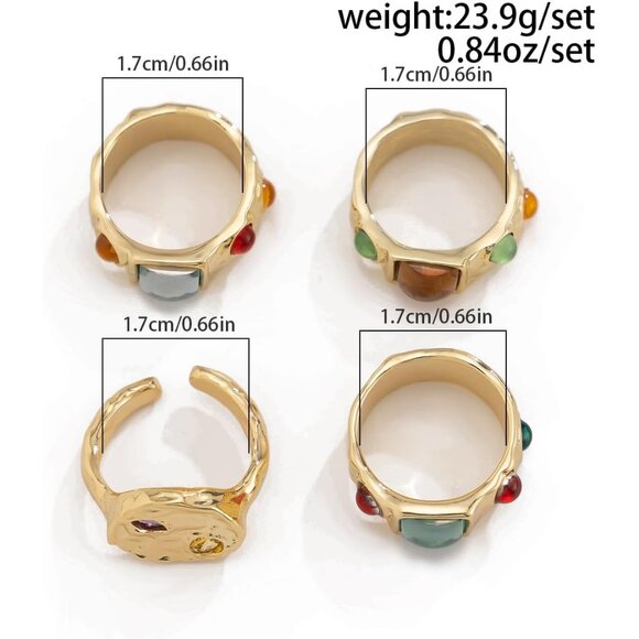 Chunky Rings for Women Adjustable Stackable Rings for Women Thick Ring Trendy St - Picture 3 of 8